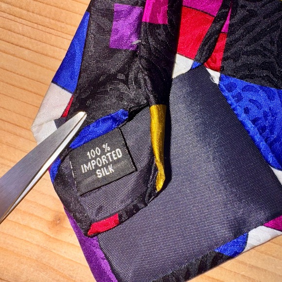 Krizia Uomo Italy Colorblock Silk Tie Made in Italy Abstract Mondrian Style - Picture 3 of 6